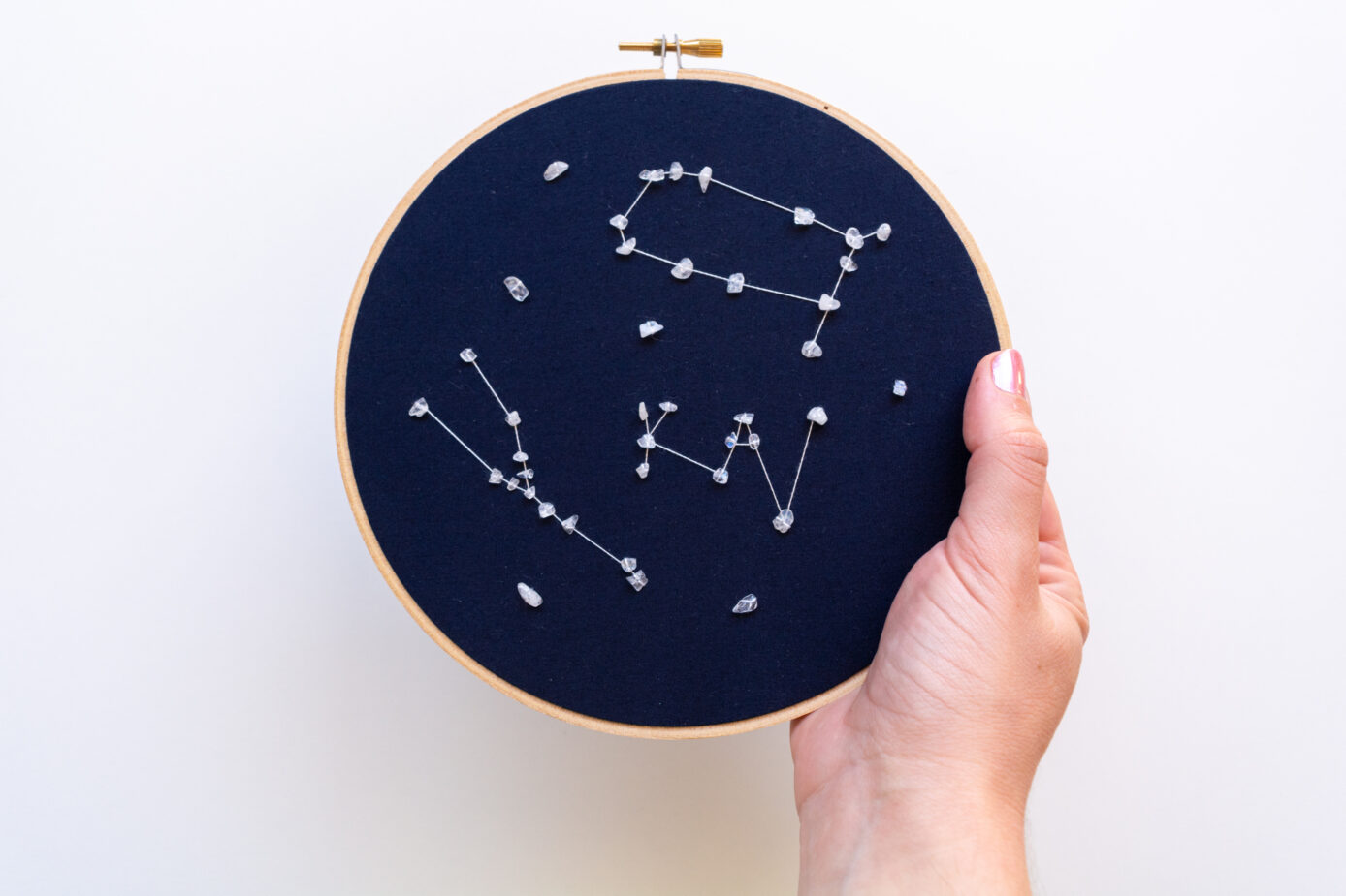 Zodiac Triple Embroidered Artwork with Rainbow Moonstone - Image 4